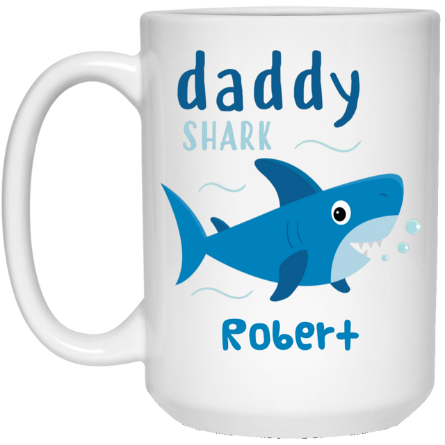 Daddy Shark Personalized Mug, Custom Name Gift for Father