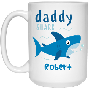 Daddy Shark Personalized Mug, Custom Name Gift for Father
