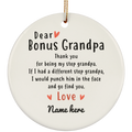 Dear Bonus Grandpa Personalized Circle Ornament