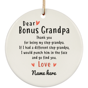 Dear Bonus Grandpa Personalized Circle Ornament