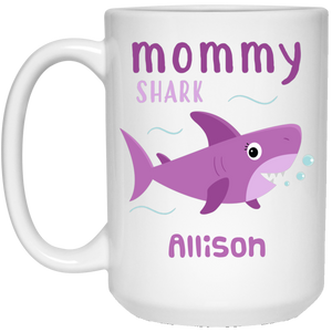 Mommy Shark Personalized Coffee Mugs