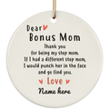 Dear Bonus Mom Personalized Circle Ornament