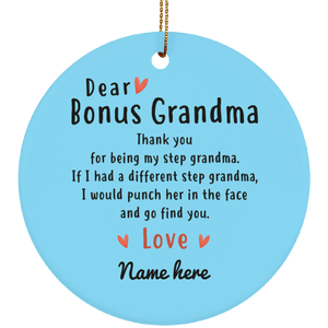 Dear Bonus Grandma Personalized Circle Ornament