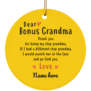 Dear Bonus Grandma Personalized Circle Ornament