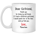 Dear Girlfriend Thank You Personalized Coffee Mugs