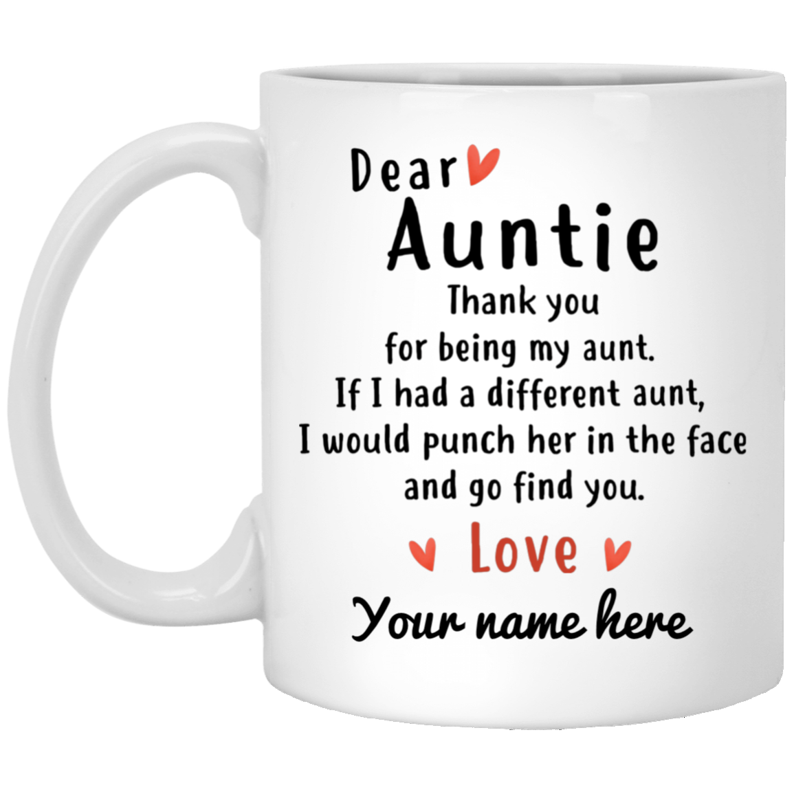 Dear Auntie Thank You Personalized Coffee Mugs