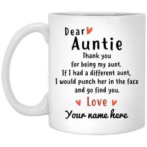 Dear Auntie Thank You Personalized Coffee Mugs