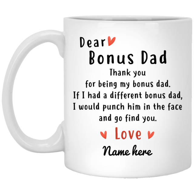 Dear Bonus Dad Personalized Mug, Father's Day gift, Custom Christmas Gift