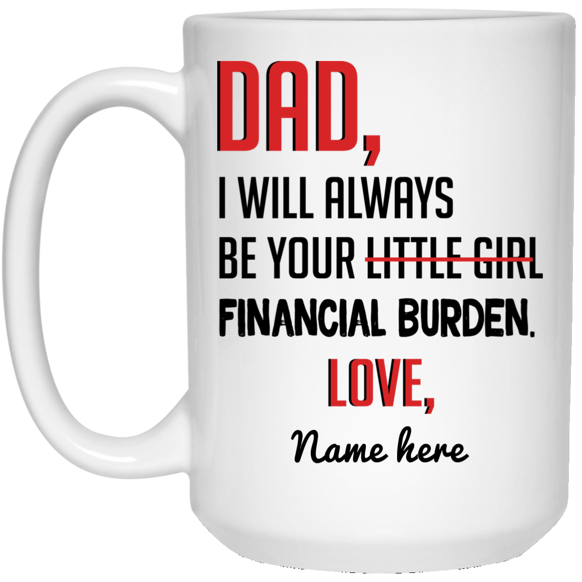 Always Be Yours Financial Burden Personalized Mug, Customized gift for Dad from Daughter