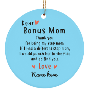 Dear Bonus Mom Personalized Circle Ornament