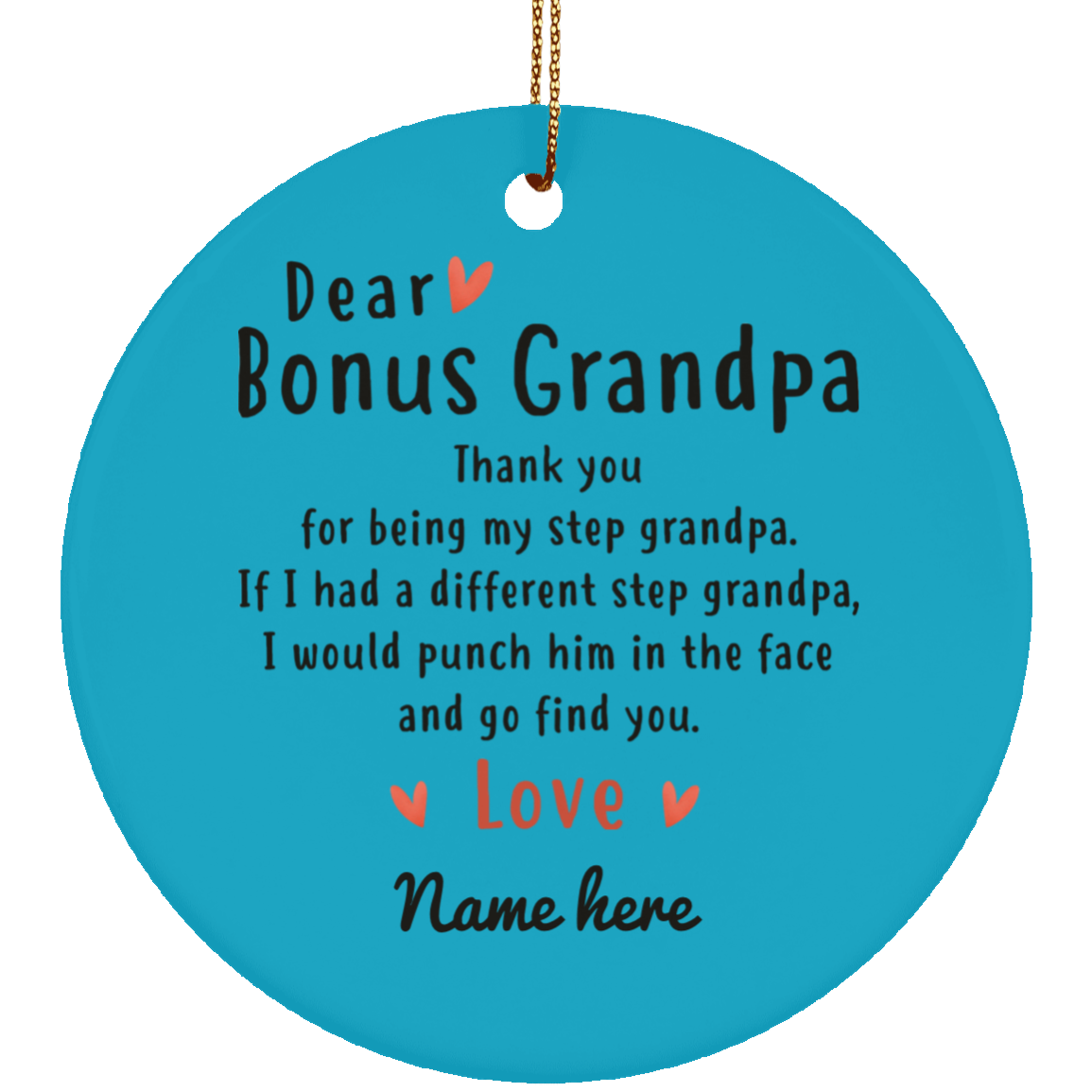 Dear Bonus Grandpa Personalized Circle Ornament