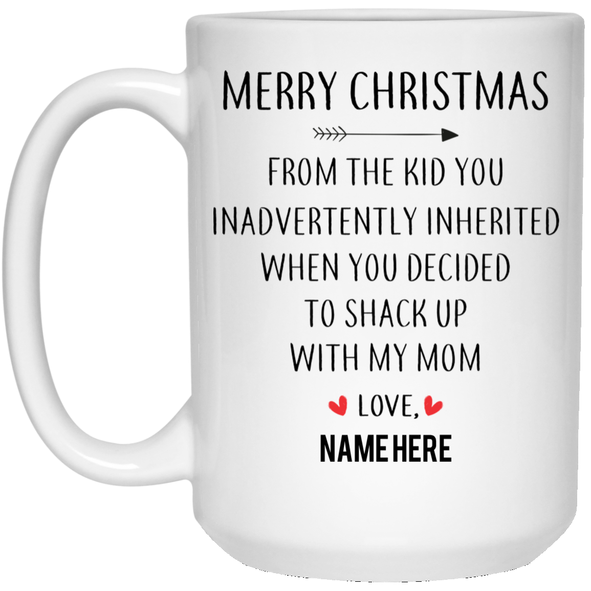 Merry Christmas from Inherited Kid Personalized Mug Classic Design, Custom Gift for Step Dad, Step Father's Gift