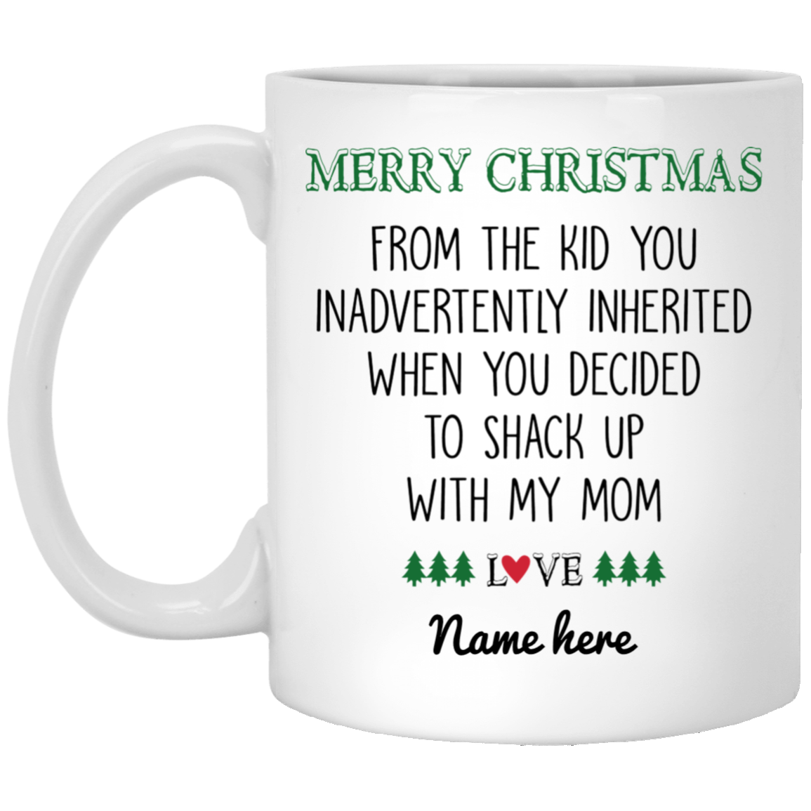 Merry Christmas from Inherited Kid Personalized Mug, Custom Gift for Step Dad, Step Father's Gift