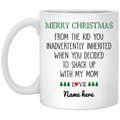 Merry Christmas from Inherited Kid Personalized Mug, Custom Gift for Step Dad, Step Father's Gift