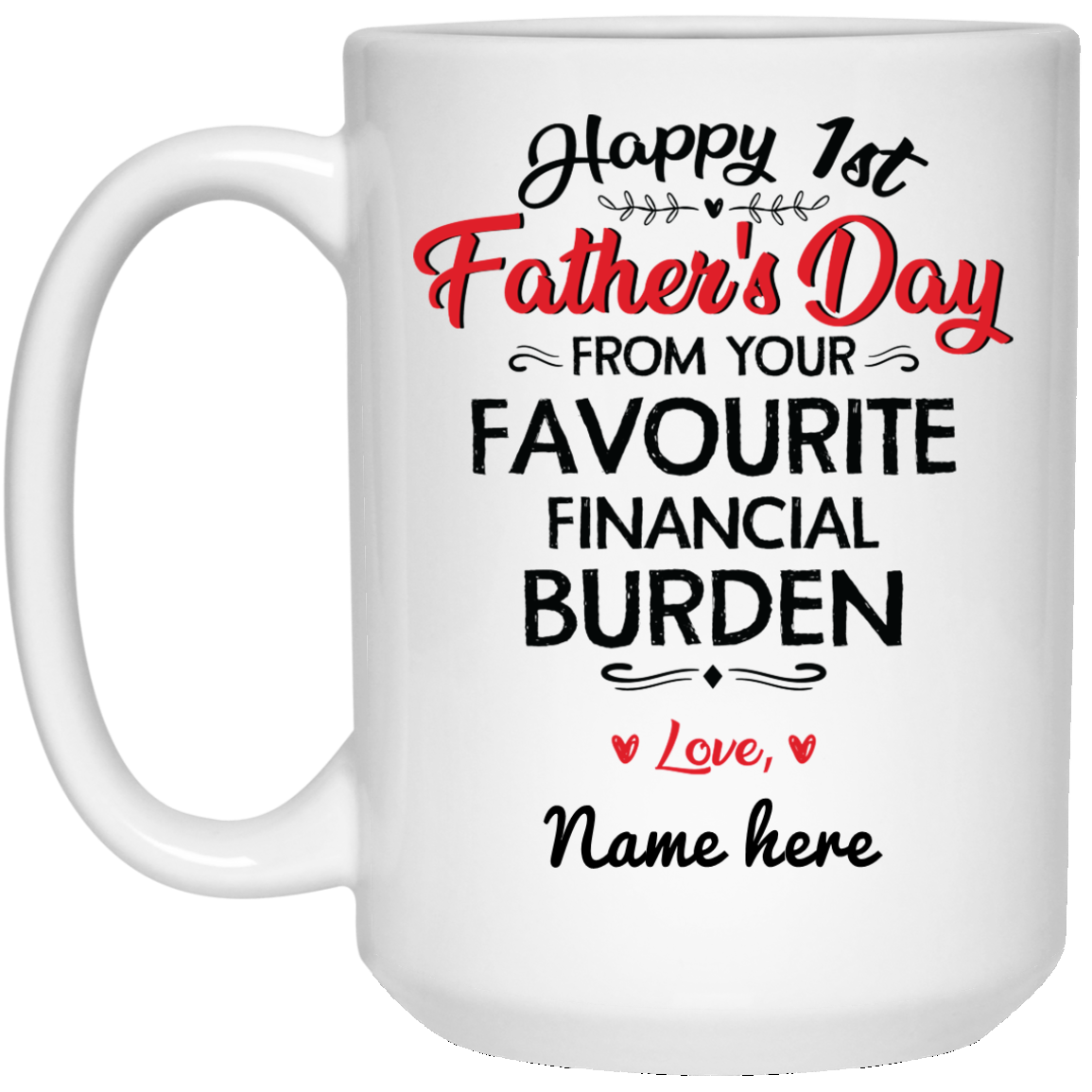 Happy 1st Father's Day Favorite Financial Burden Personalized Coffee Mug