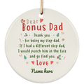 Dear Bonus Dad Personalized Ornament, Thank you Step Dad, Father's Day gift, Custom Christmas Gift