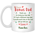 Dear Bonus Dad Personalized Mug, Thank you Step Dad, Father's Day gift, Custom Christmas Design