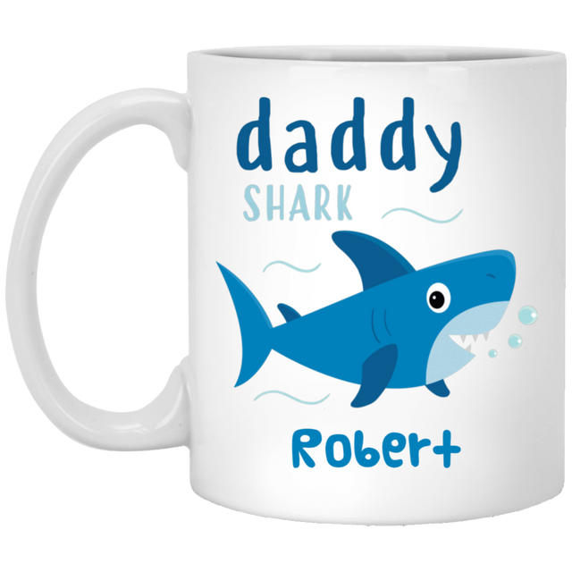 Daddy Shark Personalized Mug, Custom Name Gift for Father