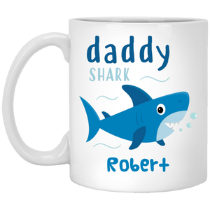 Daddy Shark Personalized Mug, Custom Name Gift for Father