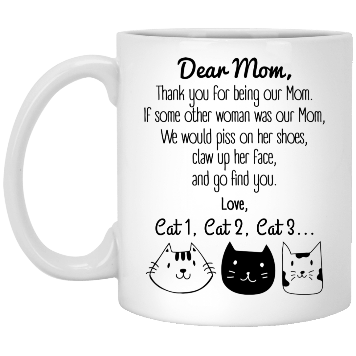 Dear Cat Mom Thank You Personalized Coffee Mugs