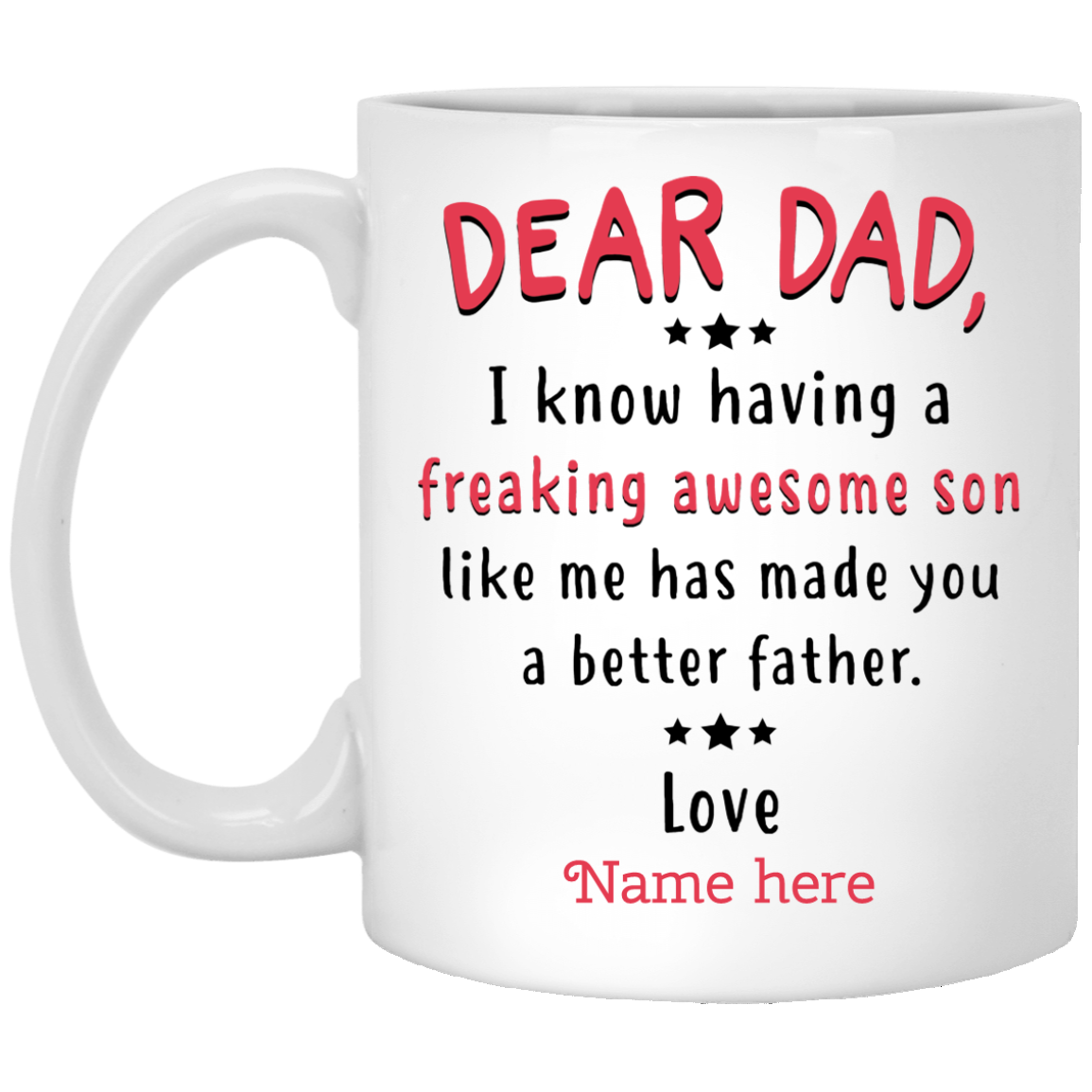 Dad Freaking Awesome Son Personalized Mug, Custom name gift for Father from Son