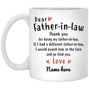 Dear Father-in-law Thank You Personalized Coffee Mugs
