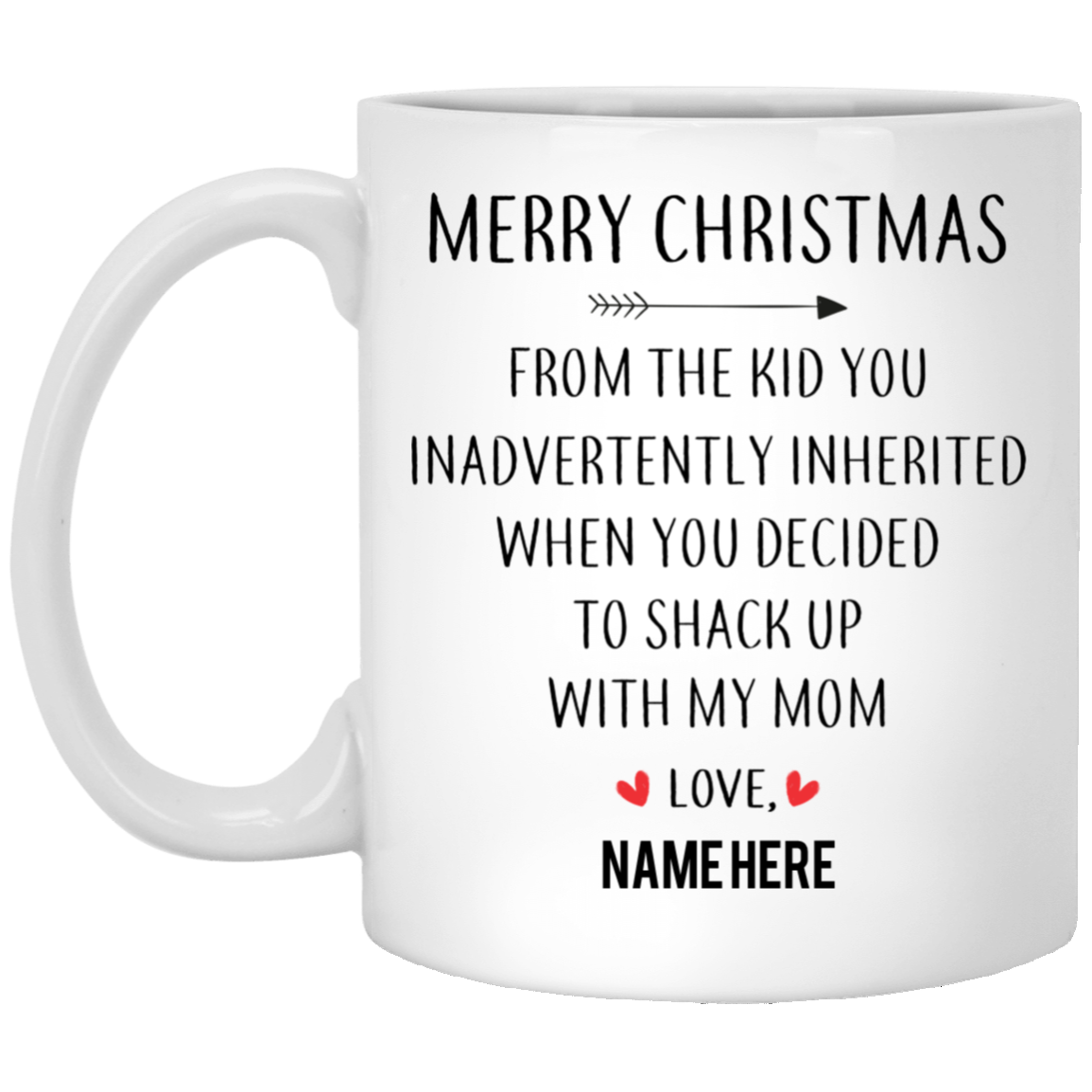 Merry Christmas from Inherited Kid Personalized Mug Classic Design, Custom Gift for Step Dad, Step Father's Gift