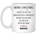 Merry Christmas from Inherited Kid Personalized Mug Classic Design, Custom Gift for Step Dad, Step Father's Gift