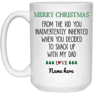 Merry Christmas Step Mom Inherited Kid Personalized Coffee Mugs