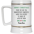 Merry Christmas from Inherited Kid Personalized Beer Stein, Custom Gift for Step Dad, Step Father's Gift