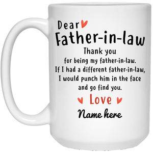 Dear Father-in-law Thank You Personalized Coffee Mugs