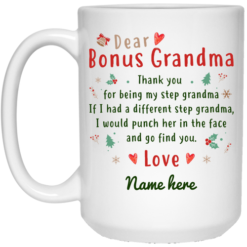 Bonus Grandma Christmas Personalized Coffee Mugs