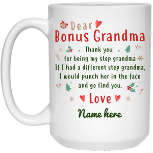 Bonus Grandma Christmas Personalized Coffee Mugs