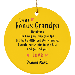 Dear Bonus Grandpa Personalized Circle Ornament
