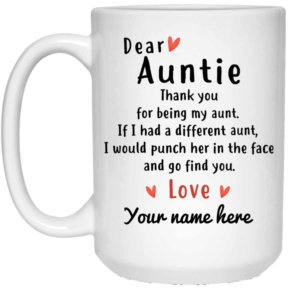 Dear Auntie Thank You Personalized Coffee Mugs