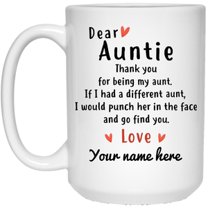 Dear Auntie Thank You Personalized Coffee Mugs