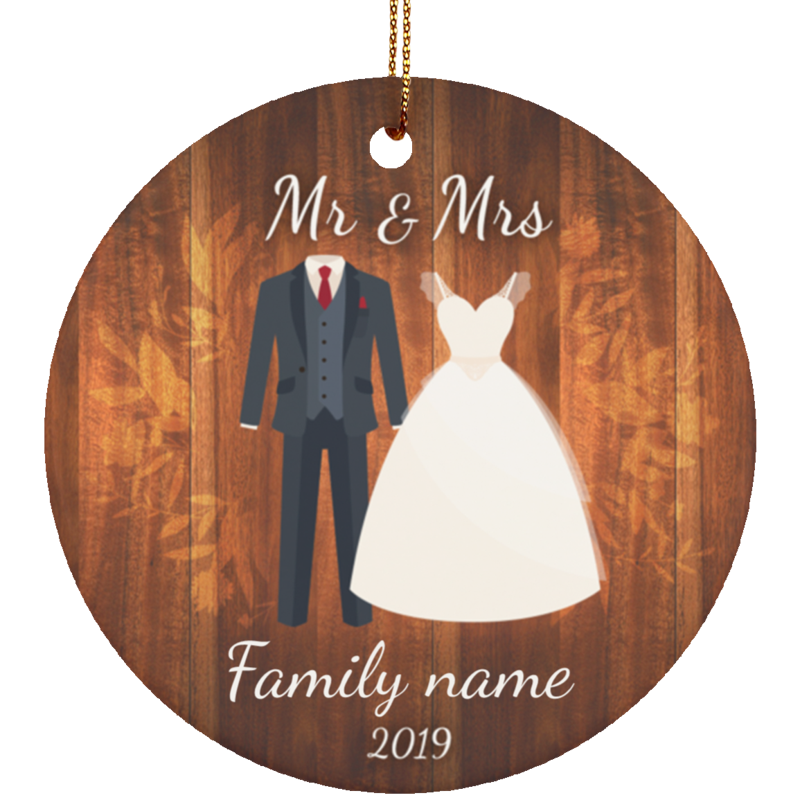 Mr and Mrs Circle Ornament