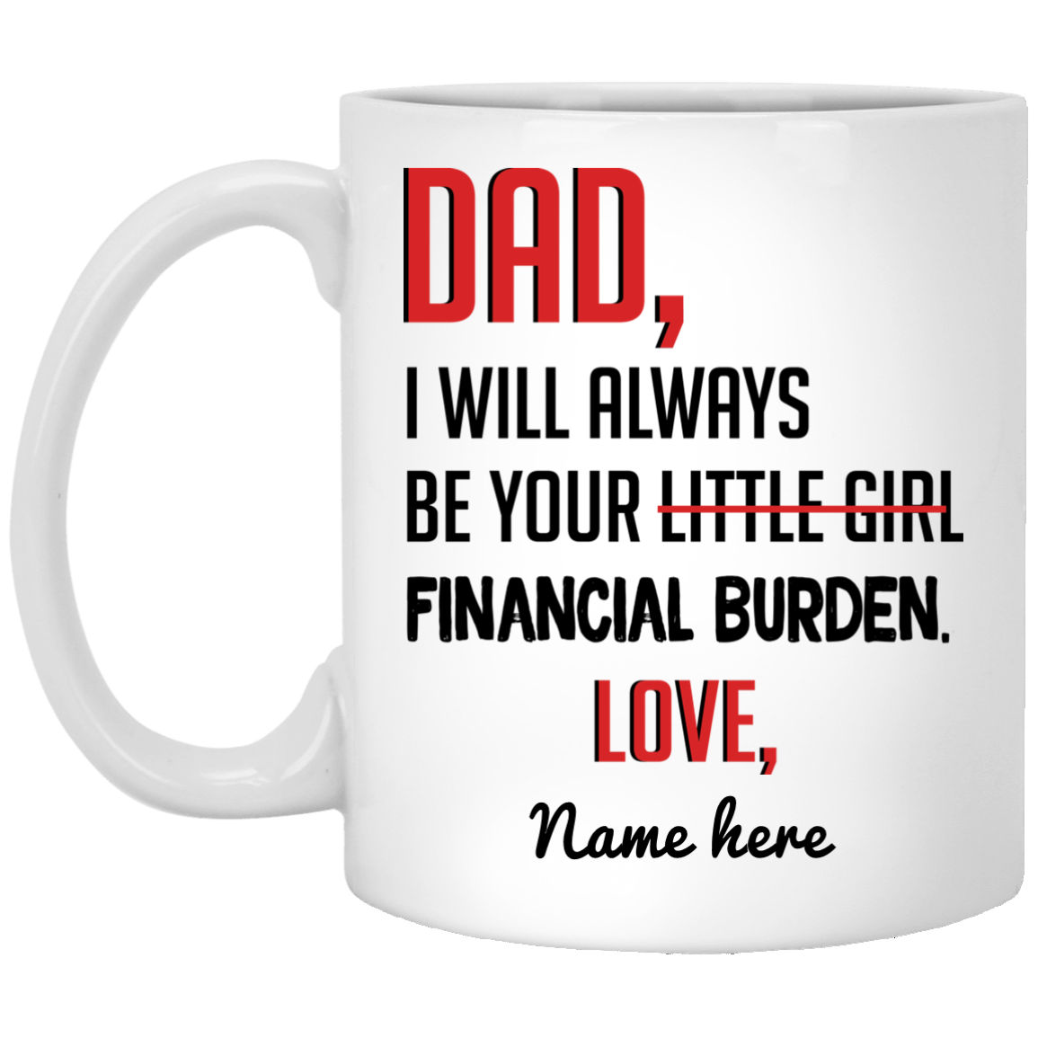 Always Be Yours Financial Burden Personalized Mug, Customized gift for Dad from Daughter