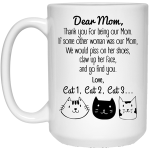 Dear Cat Mom Thank You Personalized Coffee Mugs