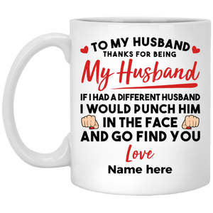 Thank you for being my husband Personalized Coffee Mugs