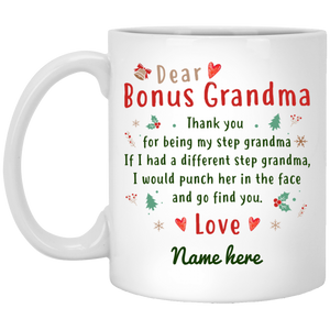 Bonus Grandma Christmas Personalized Coffee Mugs