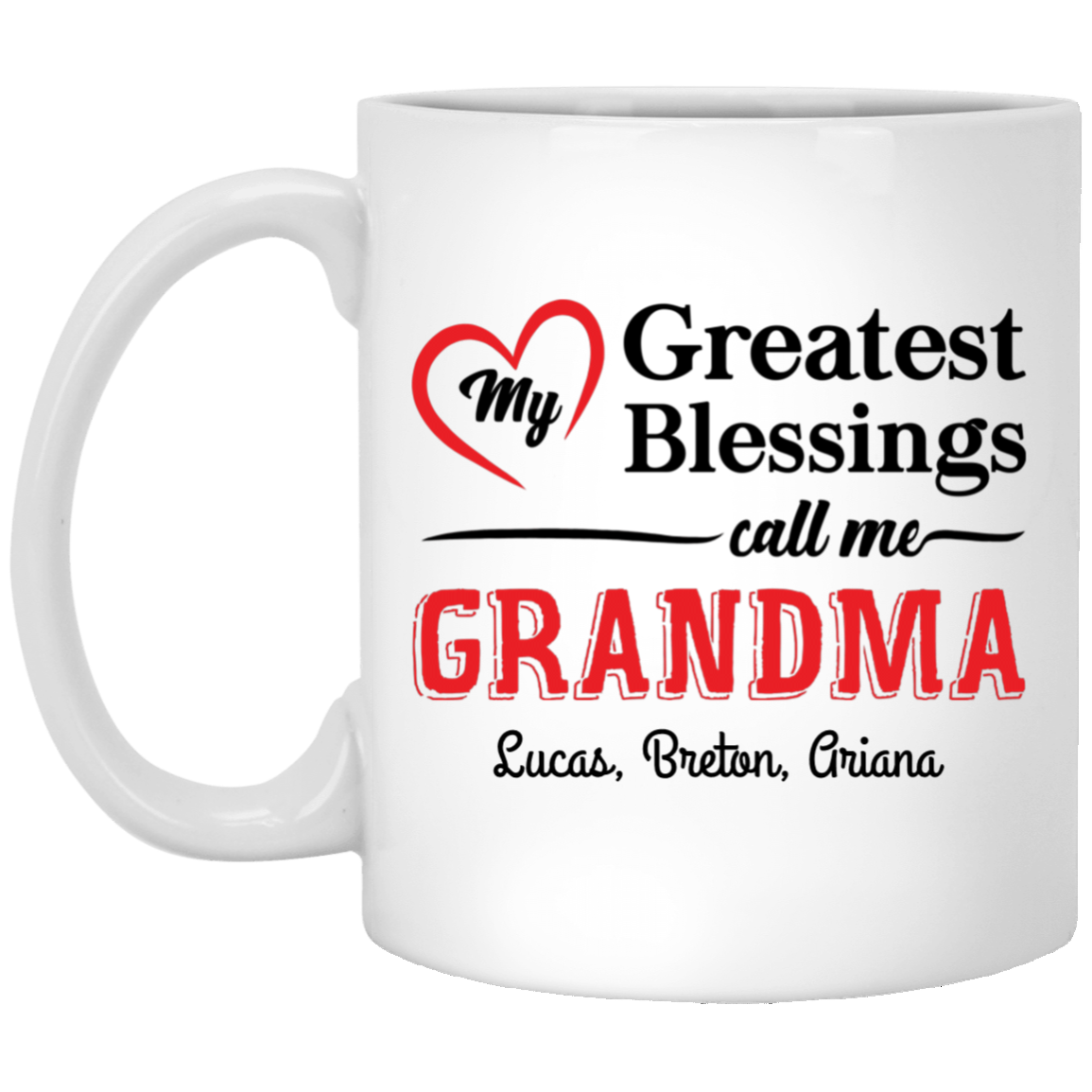 Greatest Blessing Call Me Grandma Personalized Coffee Mugs