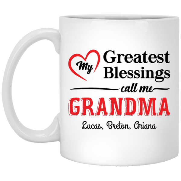 Greatest Blessing Call Me Grandma Personalized Coffee Mugs