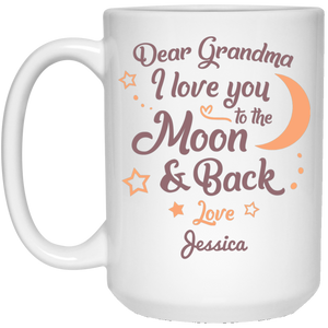 Love you to the Moon & Back Grandma Personalized Coffee Mugs