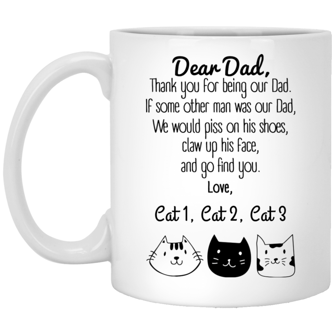 Dear Cat Dad Thank You Personalized Coffee Mugs
